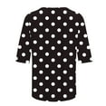 thumbnail image 4 of Womens Tops Plus Size Short Sleeve Polka Dot Round Neck Pullover Casual Shirts Loose Blouse Black XXL, 4 of 5