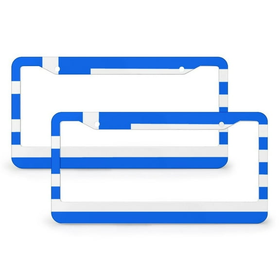 License Plate Frame National Flag of Greece Standard Car Tag Cover Holder 2 Pieces National Flag Theme Metal License Plate Frames for US And CA