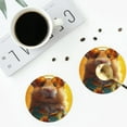 thumbnail image 5 of Pofeuu Hawaiian Style Guinea Pig Print Leather Coasters Set of 6, Round Cups Mugs Mat Pad for Home Kitchen Heat Resistant Drink Coasters,Round Shape, 5 of 7