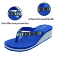 thumbnail image 3 of LSYTQRW Flip Flops Sandals for Women Bling Rhinestones Jewel High Heel Arch Support Comfortable Soft Cushion Wedge Slip-on Casual Platform Summer Thong Sandals，Blue，Sizes 7, 3 of 5