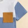 thumbnail image 5 of Xudanell Toddler Boy Outfits Color Block Summer 3-6 Month Boy Clothes Casual Pocket Crew Neck Pullover Shorts Suit, 5 of 7