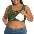 thumbnail image 2 of Women's Criss-Cross V Neck Tank Top with Built-in Bra and Padded Support Featuring Soft Stretchy Fabric Army Green L, 2 of 7