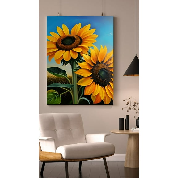 Sunny Sentiments - Blooming Sunflower Canvas Wall Art