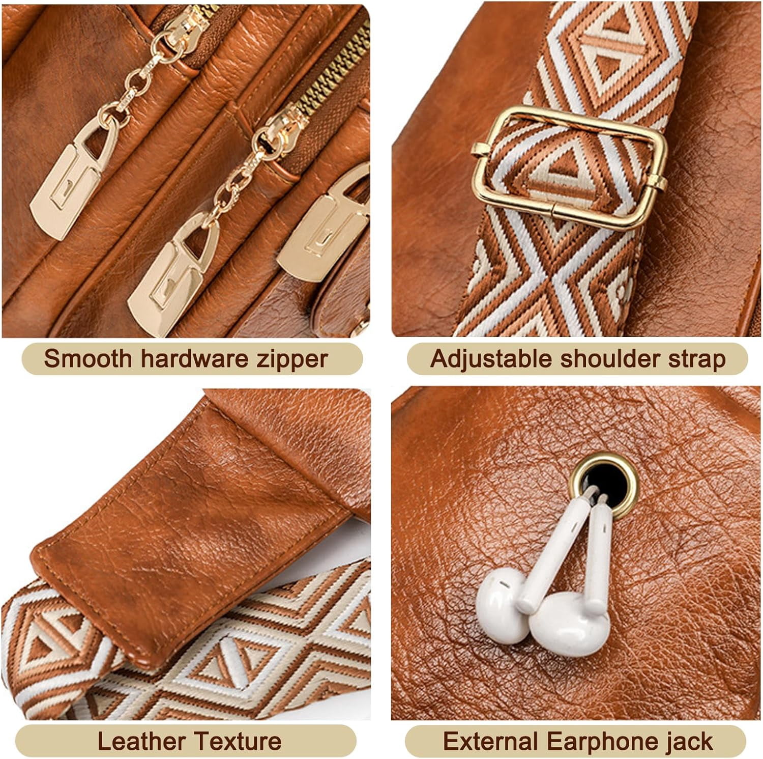 Sling Bag for Women Crossbody, Leather Cross Body Fanny Packs for Women, Trendy Chest Bag for Travel and Daily Use
