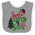 thumbnail image 3 of Inktastic Santa is Promoting Me to Big Sister Green Plaid Tree Girls Baby Bib, 3 of 4
