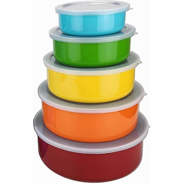 5pcs Stainless Steel Mixing Bowl Set With Lid Home Kitchen Food Container Storage Mixing Bowl Vegetable Washing Bowl