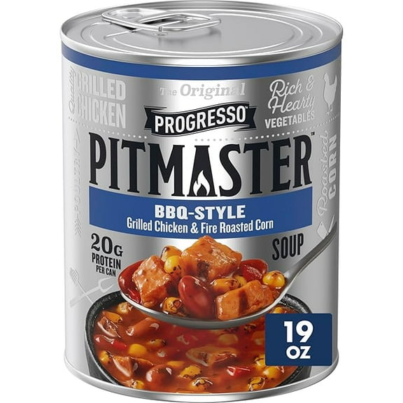 1x Progresso Pitmaster BBQ Style, Grilled Chicken and Fire Roasted Corn, Gluten Free, Canned Soup, 19 oz
