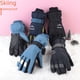 thumbnail image 4 of Guantes de esquí para hombre y mujer, antideslizantes, de tres capas, acolchados de algodón aterciopelado, impermeables, resistentes al desgaste, a prueba de frío, cálidos, para pantalla, 4 of 5
