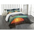 thumbnail image 3 of Ambesonne Happy Camper Quilted Bedspread Set 3 Pcs, Aurora Borealis Tent, King Size, Multicolor, 3 of 5