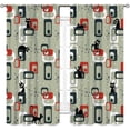 thumbnail image 2 of Mid Century Cat Curtains, Modern Abstract Atomic Geometric Print Lovely Black Kittey Retro 1950s 1960s Pastel Blackout Window Drapery Treatments for Living Room Bedroom Bathroom Kitchen, 84"x63" Inch, 2 of 5