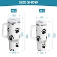 thumbnail image 6 of Yayeee 40oz Stainless Steel Tumbler with Straw and Handle Double-Wall Insulated Travel Water Bottle, Black Cartoon Cat Paw, 6 of 8