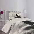 thumbnail image 2 of Ambesonne Wolf Quilted Coverlet 2 Pcs, Howling Under Full Moon, Twin Size, Black Grey and White, 2 of 4