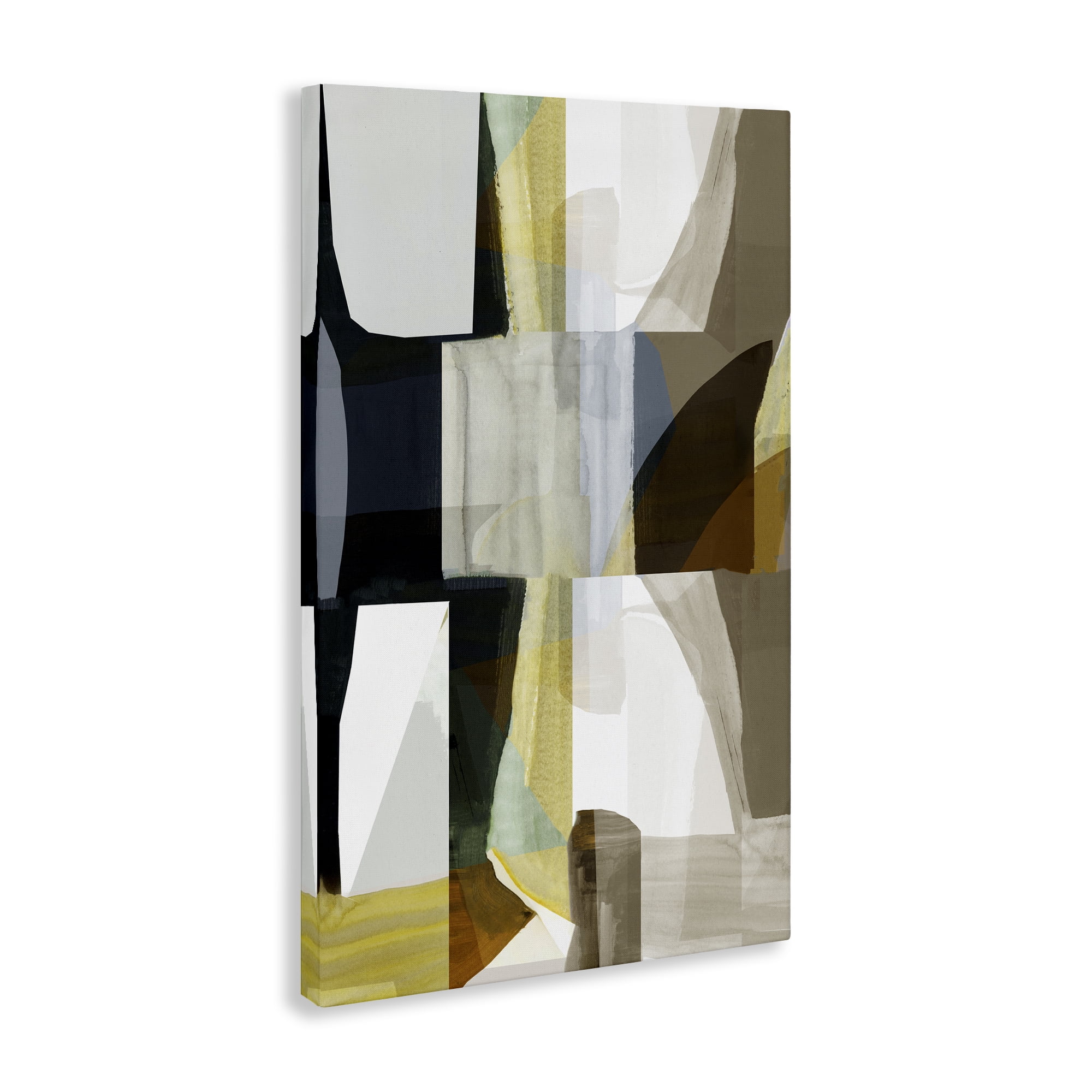 Stupell Industries Geometric with White Blocks Abstract Painting Wrapped Canvas Art Print Wall Art, 30 x 45