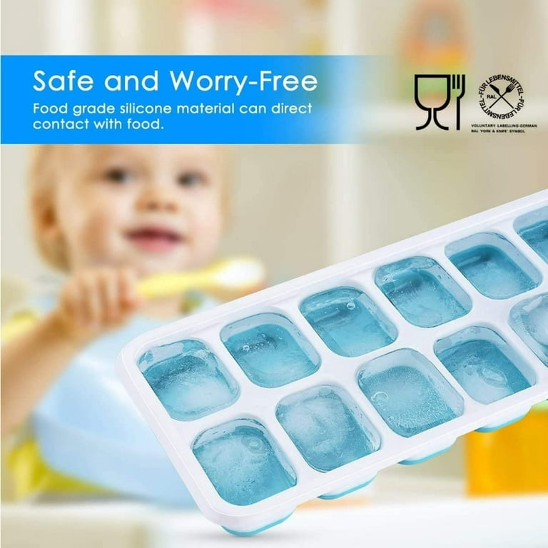 Ice Cube Trays Silicone 2/4 Pack Easy Release Tray BPA Free Trays With Lid