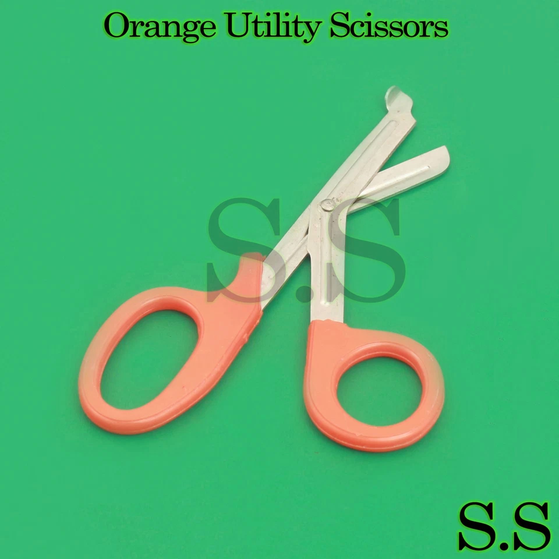 10 Pcs Orange Utility Scissors 7.25" Multi-Purpose Diy Ems Emt Shears Instrument