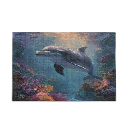 WOBOGO Dolphin Puzzle Challenge 500 Piece Jigsaw Suitable for Game Night Finished Size 20.5 x 14.9in