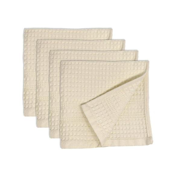 GILDEN TREE Waffle Towel Quick Dry Thin Exfoliating 4 Pack Washcloths for Face Body Classic Style (Cream)