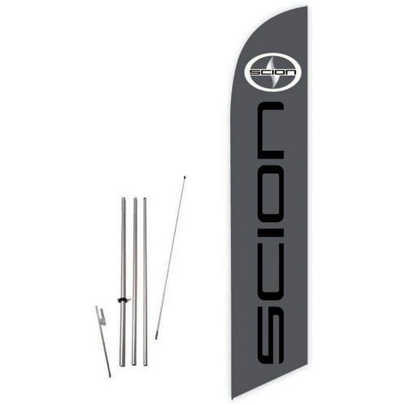 Cobb Promo Scion Grey Feather Flag with Complete 15ft Pole kit and Ground Spike