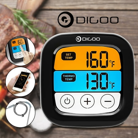 DIGOO Bluetooth Digital Cooking Thermometer Meat Thermometer for Smoker Oven Kitchen BBQ Grill Thermometer Clock Timer with Stainless Steel Temperature