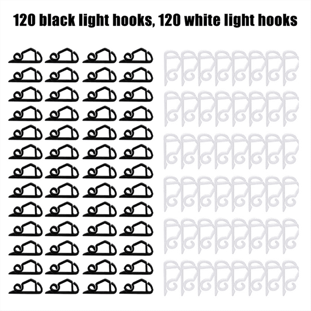 240PCS Christmas Gutter Light Clips Hooks for Hanging Outdoor String Lights for Outside Rope Lights Black White