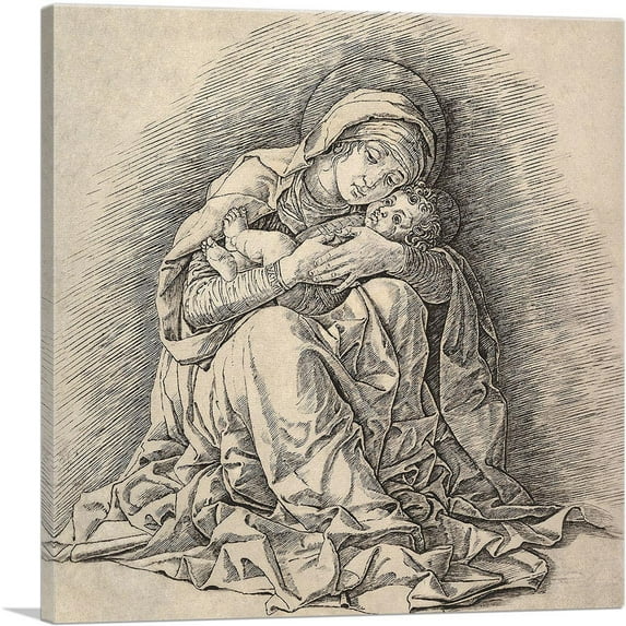 ARTCANVAS Virgin And Child 1485 Canvas Art Print by Andrea Mantegna - Size: 26" x 26" (1.50" Deep)