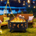 thumbnail image 3 of Renwick 30'' Metal Round Fire Pit with Stars Moons Pattern, Black, 3 of 9