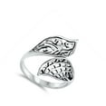 thumbnail image 4 of Unique Waffle Leaf Open Ring .925 Sterling Silver Band Jewelry Female Male Unisex Size 6, 4 of 4
