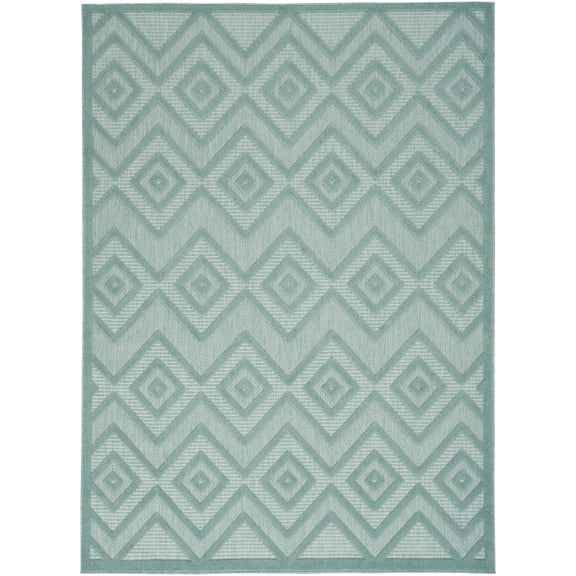 6' X 9' Aqua And Teal Argyle Indoor Outdoor Area Rug