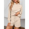 thumbnail image 3 of QWZNDZGR Women 2 Piece Outfits Sweatsuit Lounge Sets Oversized Hoodie Sweatshirt Shorts Tracksuit Set, 3 of 6
