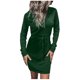 thumbnail image 1 of Vestido con capucha y cuello alto para mujer de Naughtyhood, color liso, negro, cruzado a la cadera, manga larga, verde, XXL, 1 of 6