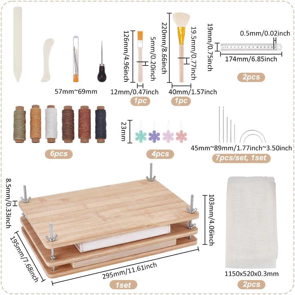 1 Set Book Binding Kits Books Binding Materials Bookbinding Supplies Book Repair Kit with Bone Folder Awl Needles was Thread
