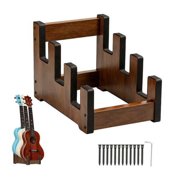 FKSZLL Wooden Guitar Display Stand Easy Assembly Floor Multi Guitar Storage Rack 3 Holder Space Saving Front Display for Bass Home Studio Floor