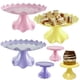 thumbnail image 1 of Juego de 6 expositores de mesa de postre de plástico, 3 soportes para tartas de 9 pulgadas, 3 soportes para cupcakes Mnini de 4 pulgadas, bandeja para cupcakes, diseño versátil para cumpleaños, fiesta, 1 of 8