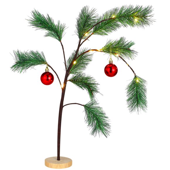 Árbol de Navidad Yuxung con bolas rojas brillantes y luces LED de 60 cm