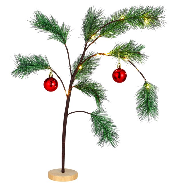 Árbol de Navidad Yuxung con bolas rojas brillantes y luces LED de 60 cm