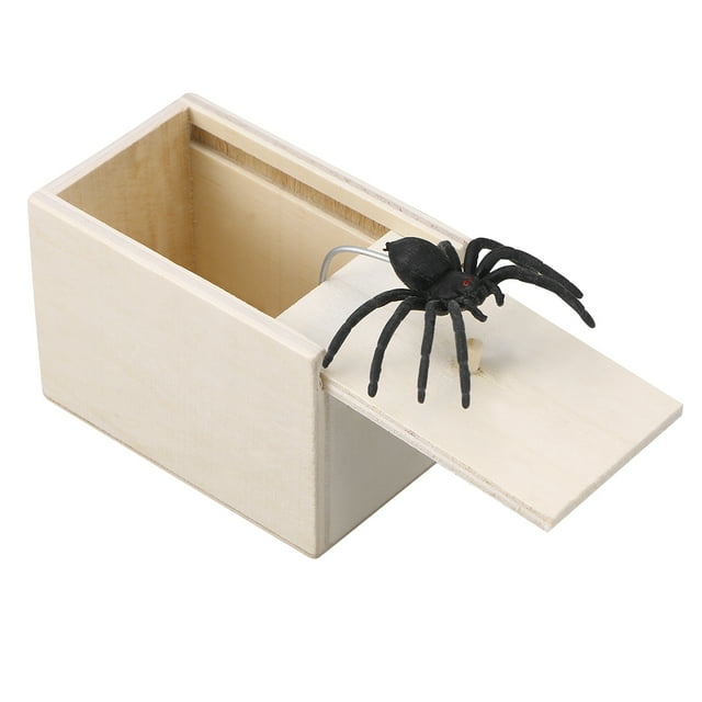 CIMAXIC prank toys Give You A Surprise Prank Scared Wooden Box Tricky Toy Funny Novelty Joke Spider Toys for Adult Children Kids (White Board, Spider),3.58"X2.4"X2.56"