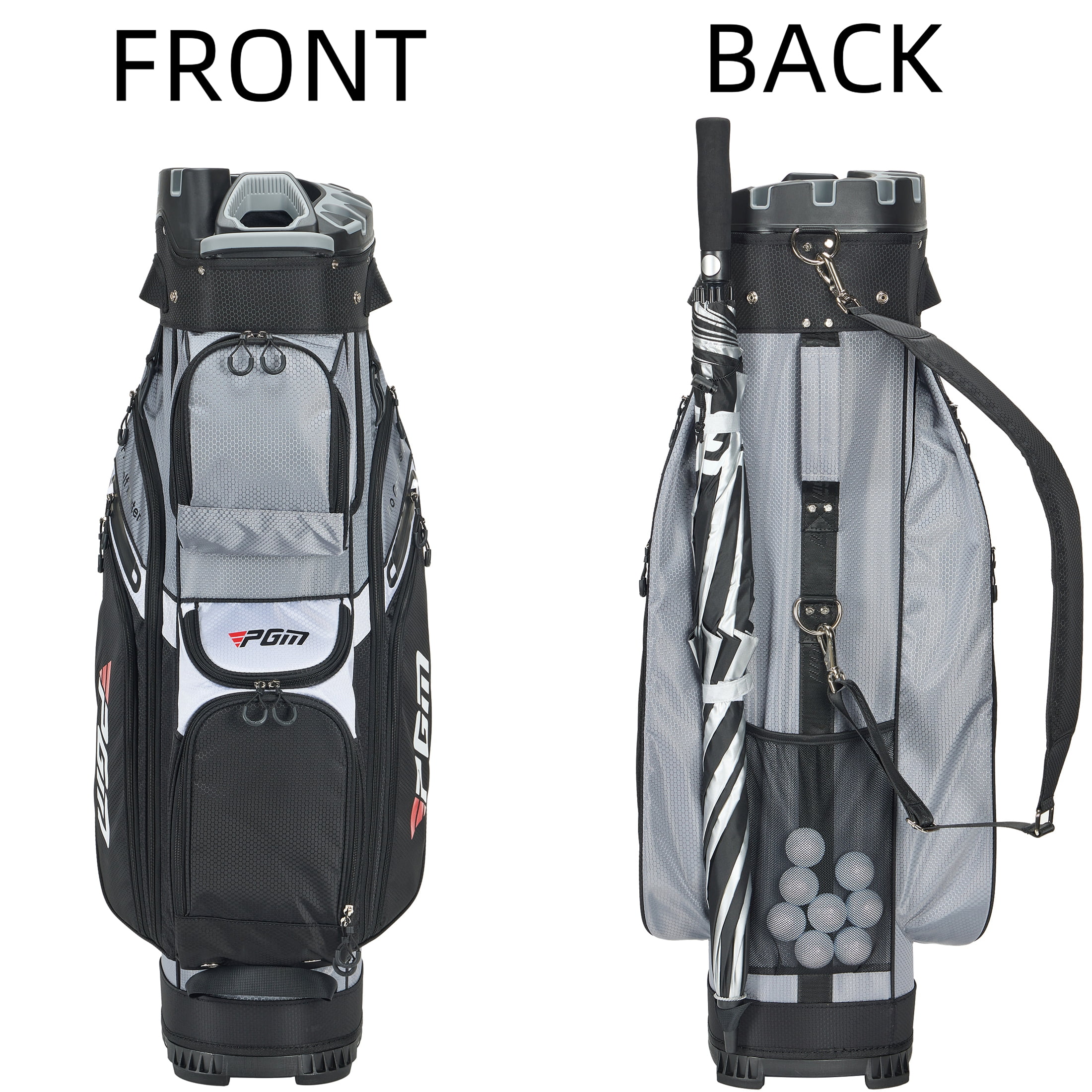 PGM Golf Cart Bag 14 Way Organizer Divider Silent Top Waterproof Bag/Black