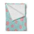thumbnail image 2 of Floral Soft Flannel Fleece Blanket, Scattered Rain Drops and Cherry Blossom Flowers on Aquatic Background, Cozy Plush for Indoor and Outdoor Use, 60" x 80", Seafoam Pink Pale Orange, by Ambesonne, 2 of 5