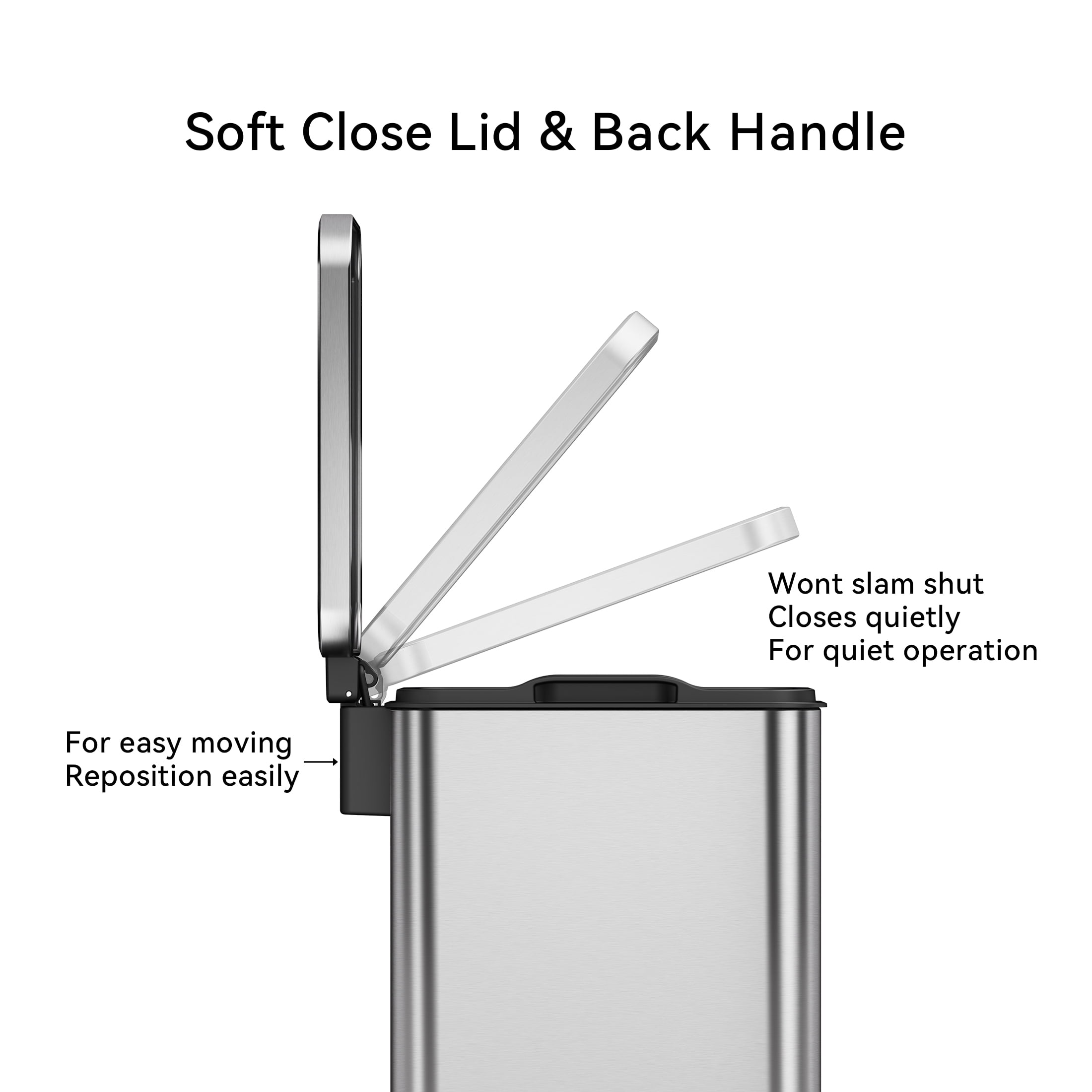 Better Homes & Gardens Bedroom / Office Trash Can, 2.6 Gallon Small Stainless Steel Step Garbage Bucket Bin with Soft Close Lid, Silver