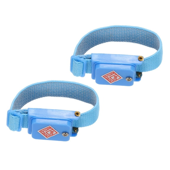 2pcs Anti Static Wrist Strap, ESD Antistatic Bracelet Adjustable Cordless with Spare Bracelet Sky Blue