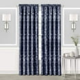 thumbnail image 4 of Woven Trends Floral Design Light Filtering Curtains and Valance Set, 52 x 84 inches Rod Pocket 2 Panel Semi Sheer Curtains, Window Curtain Toppers for Living Room, Bedroom Decor, Navy Blue, 4 of 4
