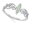 thumbnail image 4 of CHOOSE YOUR COLOR Marquise White Simulated Opal Ring .925 Sterling Silver Band CZ Female Size 4, 4 of 4