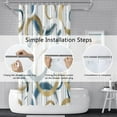 thumbnail image 6 of Abstract Geometric Shower Curtains Blue Brown Circle Round Pattern Polyester Fabric Bath Curtains Waterproof for Modern Bathroom Decor Set with Hooks, 72W x 84H Inch, 6 of 6