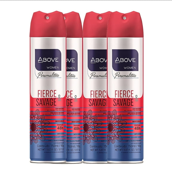 ABOVE 48 Hours Personalities, Deodorant for Women, Fierce and Savage, 4 Pc