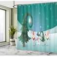 thumbnail image 5 of Ambesonne Elf Shower Curtain, Friendly Gnomes Winter Scene, 69"Wx70"L, Teal and Multicolor, 5 of 5