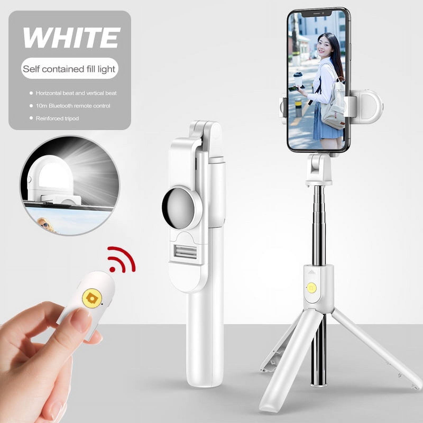 6 In 1 Wireless Bluetooth Selfie Stick Tripod Mobile Phone Self-timer  Beauty Fill Light Short Video Live Desktop Tripod Lengthen