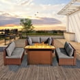 thumbnail image 4 of Asofer 8 Piece Outdoor Patio Conversation Sets，Patio Sectional Furniture Set with Fire Pit and A Coffee Table for Courtyard，Poolside，Party，Gray, 4 of 11