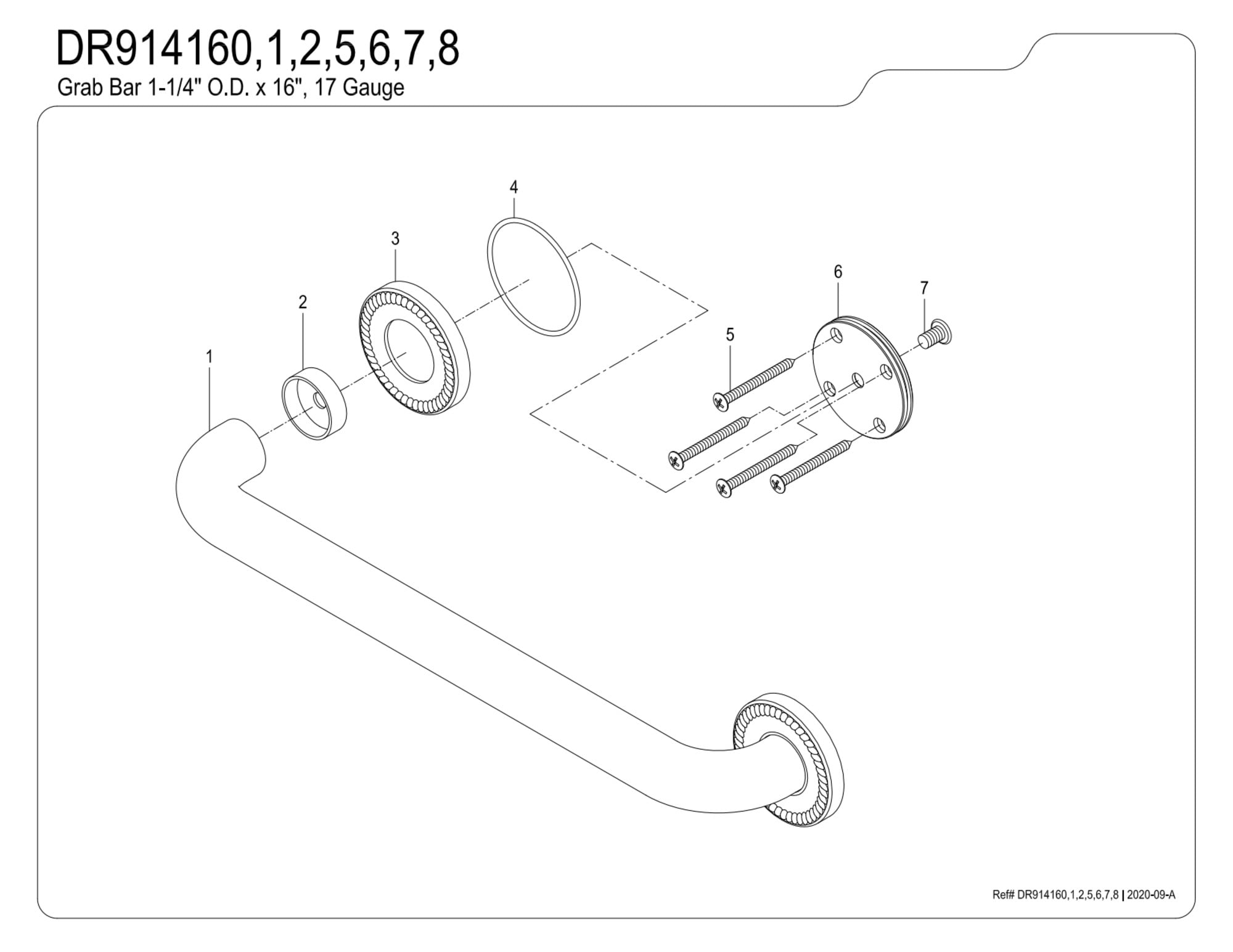 Kingston Brass DR914167 Camelon 16" x 1-1/4" O.D. Brass Decorative Grab Bar, Brushed Brass