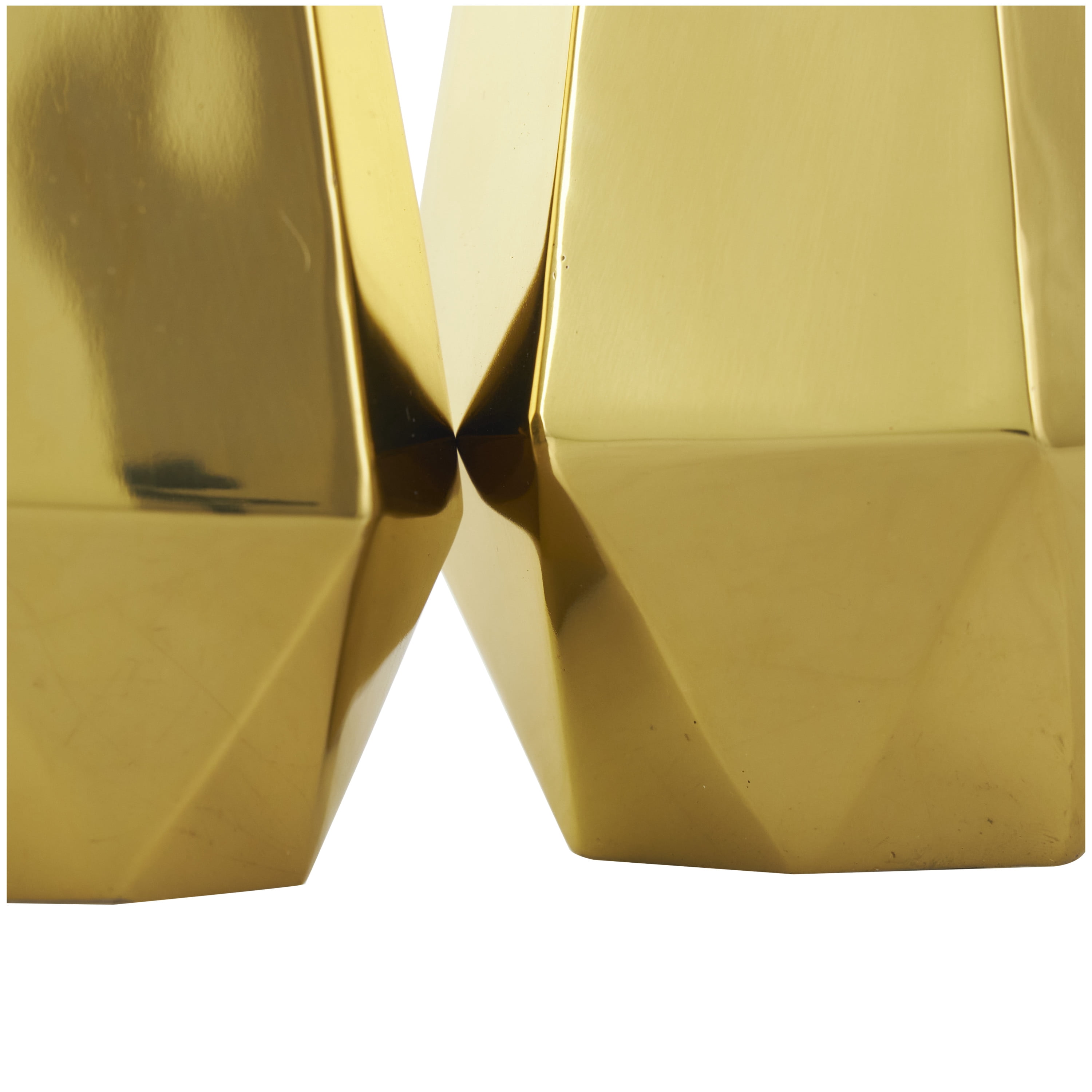 DecMode 10", 8", 6"H Geometric Hexagon Shaped Gold Stainless Steel Vase with Varying Heights, Set of 3