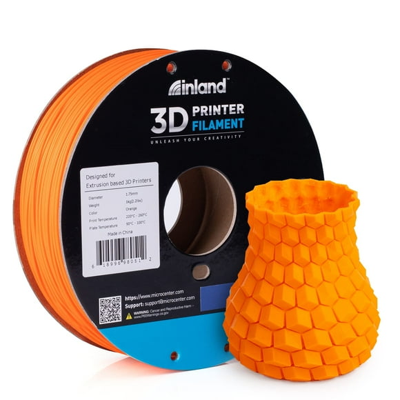 Inland 1.75Mm Abs 3D Printer Filament Dimensional Accuracy +/- 0.03 Mm - 1Kg Cardboard Spool (2.2 Lbs) - Fits Most Fdm/Fff Printers - Orange